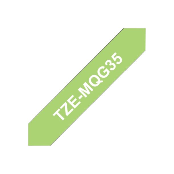 Brother TZe-MQG35 tape - hvid tekst p limegrn - 12mmx5m - Mat Lamineret