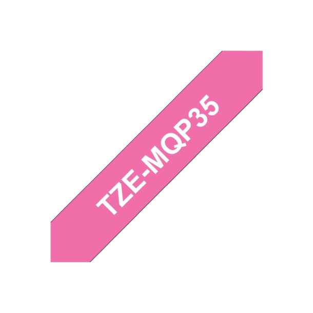 Brother TZe-MQP35 tape - hvid tekst p br pink - 12mmx5m - Mat Lamineret