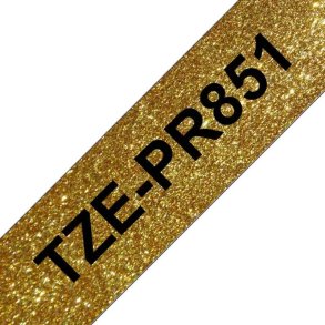 Brother TZe-PR851 tape - sort tekst p� glimtende guld - 24mmx8m - Glimtende Lamineret