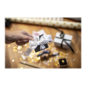 Brother TZe-R254 b�nd - guld tekst p� hvid - 24mmx4m - satinb�nd