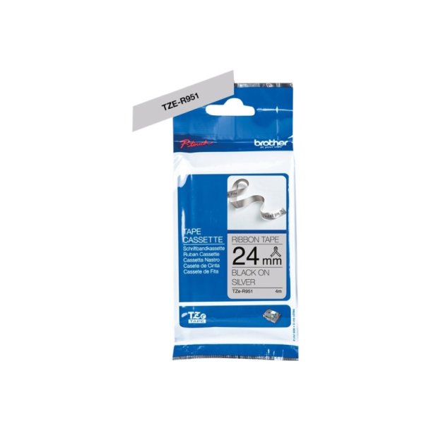 Brother TZe-R951 bnd- sort tekst p slv - 24mmx4m - satinbnd