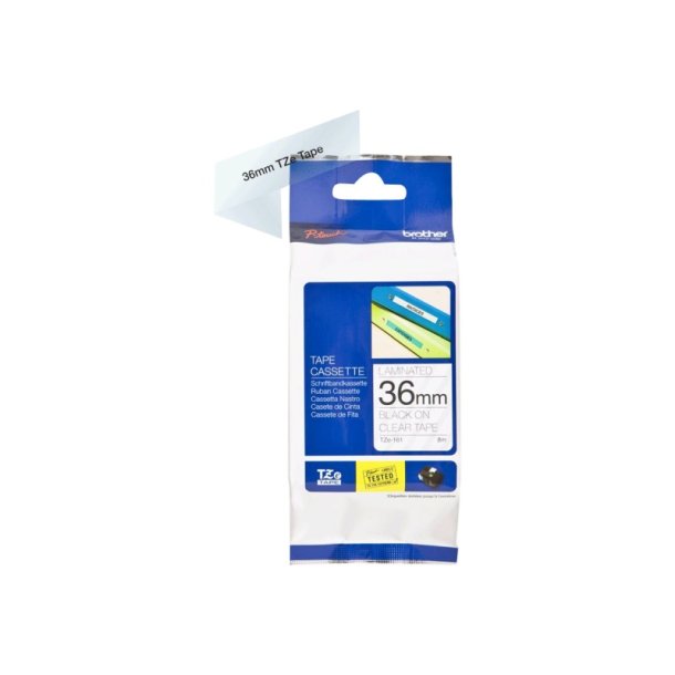 Brother TZe-161 tape - Sort tekst p klar - 36mmx8m - Standard lamineret