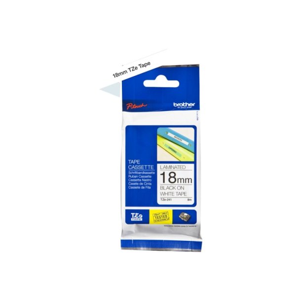 Brother TZe-241 tape - sort tekst p hvid - 18mmx8m - standard lamineret