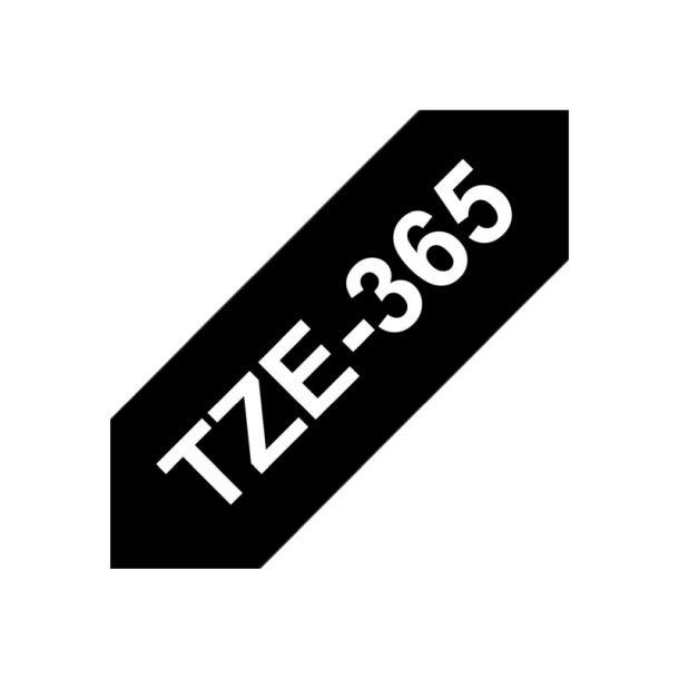 Brother TZe-365 tape - Hvid tekst p sort - 36mmx8m - Standard Lamineret