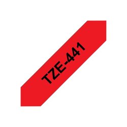 Brother TZe-441 tape - sort tekst p rd - 18mmx8m - Standard Lamineret