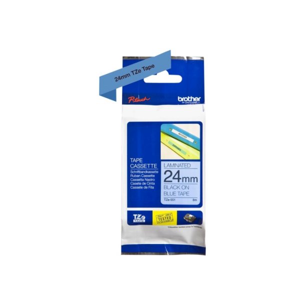 Brother TZe-551 tape - sort tekst p bl - 24mmx8m - Standard Lamineret