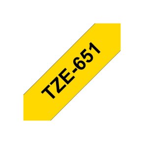 Brother TZe-651 tape - sort tekst p� gul - 24mmx8m - Standard Lamineret