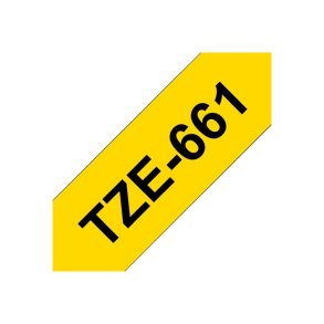 Brother TZe-661 tape - sort tekst p� gul - 36mmx8m - Standard Lamineret