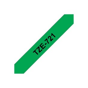 Brother TZe-721 tape - sort tekst p� gr�n - 9mmx8m - Standard Lamineret