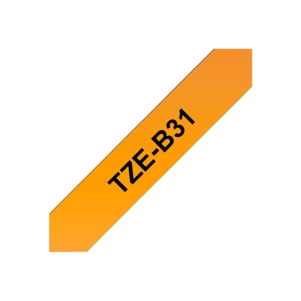 Brother TZe-B31 tape - sort tekst p neon orange - 12mmx8m - Neon Lamineret