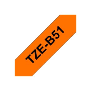 Brother TZe-B51 tape - sort tekst p� neon orange - 24mmx8m - Neon Lamineret