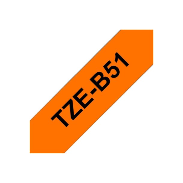 Brother TZe-B51 tape - sort tekst p neon orange - 24mmx8m - Neon Lamineret