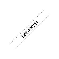 Brother TZe-FX211 tape - sort tekst p hvid - 6mmx8m - Flexi-ID Lamineret