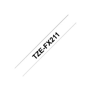 Brother TZe-FX211 tape - sort tekst p� hvid - 6mmx8m - Flexi-ID Lamineret