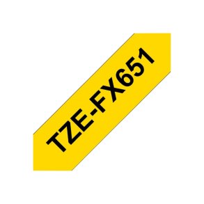Brother TZe-FX651 tape - sort tekst p� gul - 24mmx8m - Flexi-ID Lamineret