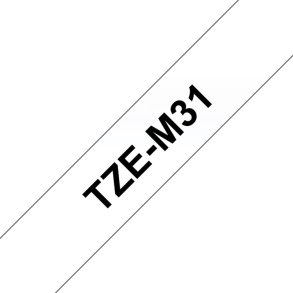 Brother TZe-M31 tape - Sort tekst p� klar - 12mmx8m - Mat Lamineret