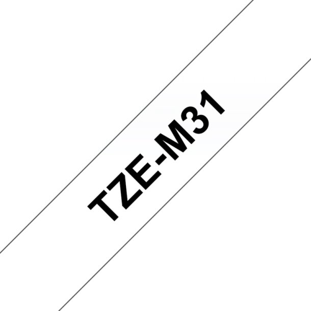 Brother TZe-M31 tape - Sort tekst p klar - 12mmx8m - Mat Lamineret