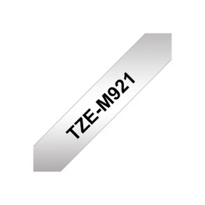 Brother TZe-M921 tape -Sort tekst p� mat s�lv - 9mmx8m - mat s�lv Lamineret
