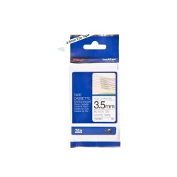 Brother TZe-N201 tape - Sort tekst p hvid - 3,5mmx8m - Ulamineret