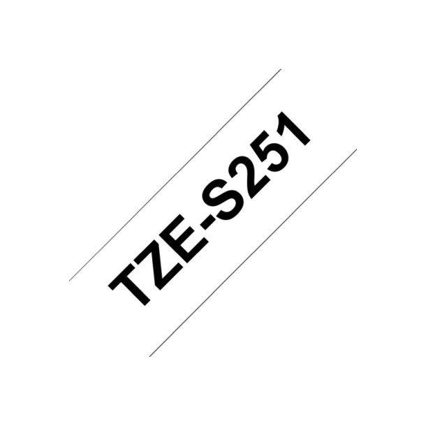 Brother TZe-S251 tape - sort tekst p Hvid - 24mmx8m - Ekstra Strkt klbende Lamineret