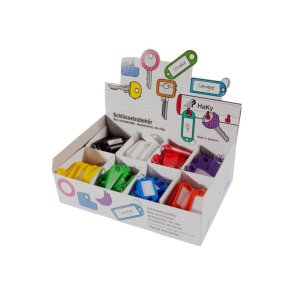 B&uuml;ngers N�glering - med s-krog - 54x21mm - etiket 32x14mm - assorteret farver - 200 stk. - i display