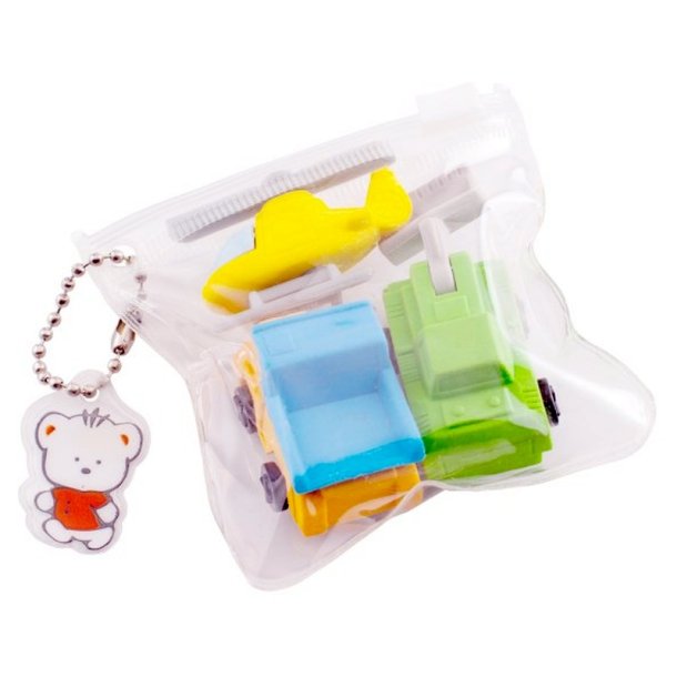 B&uuml;ngers Viskelder - assorteret figurer - assorteret farver - st med 4 stk. - i display boks