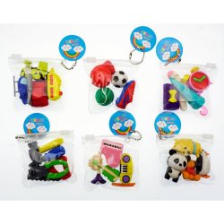 B&uuml;ngers Viskelder - assorteret figurer - assorteret farver - st med 4 stk. - i display boks