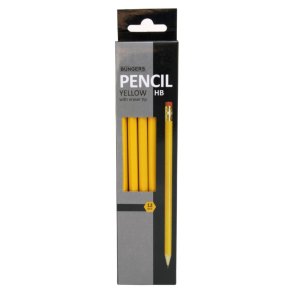 Büngers Blyant - gul - m/viskeldertop - HB - 12 stk.