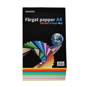 Büngers Farvet papir - A4 - 80g - Syrefrit - 10 farver - 250 ark