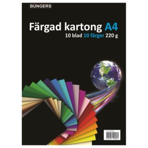 Büngers Karton - A4 - 220 gram - assorteret farver - syrefrit - 10 ark