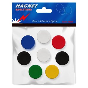 Büngers Super Magneter - 20mm - runde - assorteret farver - 8 stk.