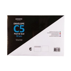 Büngers Konvolut C5 - Uden rude - Peel & Seal-lukning - hvid - 50 stk.