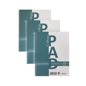 Büngers Kollegieblok - A5 linieret - 70 linjeret sider uden huller - 3 notesbger med spiralryg