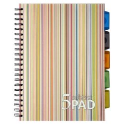 B&uuml;ngers 5Pad blok - A4 Index - Linjeret og kvadreret - 125 ark blok med spiralryg