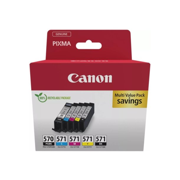 Canon PGI-570/CLI-571 Multipack - blkpatron - original - Sort, pigment sort, Cyan, Magenta, Yellow