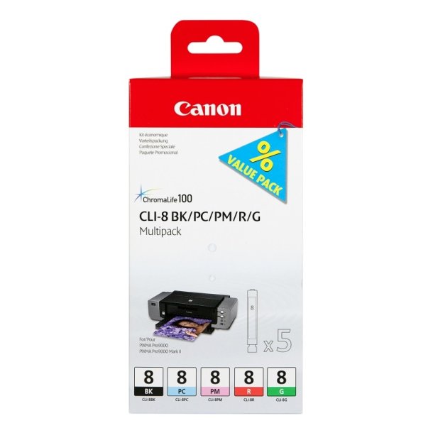 Canon CLI-8 Multipack - blkpatron - 13ml - original - sort, cyan, magenta, rd, grn