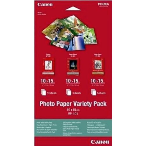 Canon VP-101 - Fotopapir - Varietypack - Glossy - 10x15 cm - i alt 15 ark.