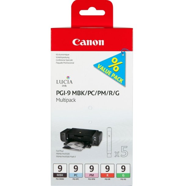 Canon PGI-9 Multipack - blkpatron - original - rd, grn, mat sort, fotocyan, fotomagenta