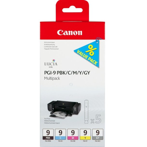 Canon PGI-9 Multipack - blkpatron - original - gr, gul, cyan, magenta, foto-sort