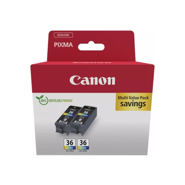 Canon CLI-36 Color Twin Pack - blkpatron - 12ml - original - Cyan, Magenta, Yellow