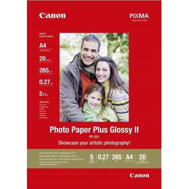 Canon PP-201 - Fotopapir - A4 - Plus Glossy II - 275g - 20 ark.