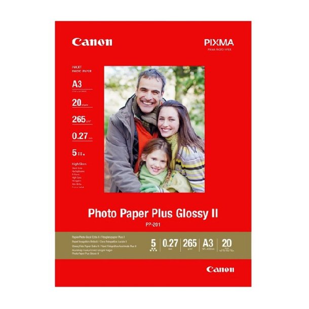 Canon PP-201 - Fotopapir - A3 - Plus Glossy II - 265g - 20 ark.