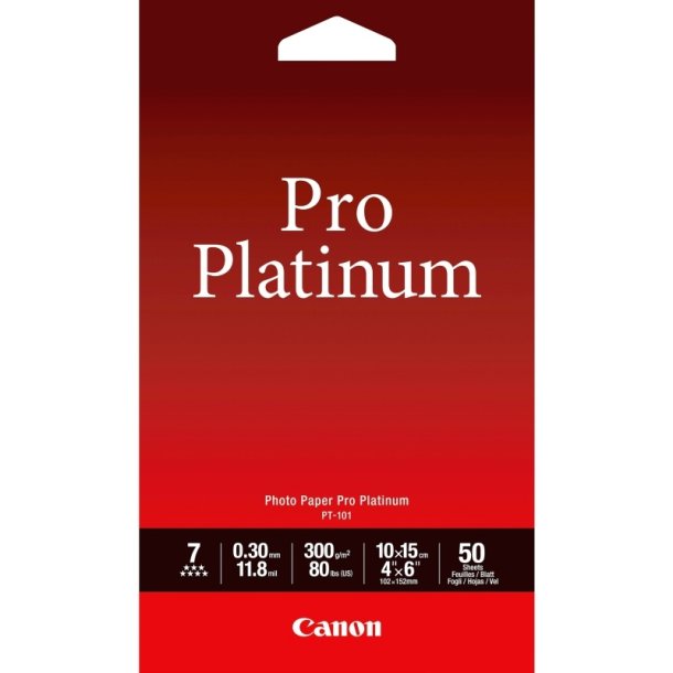 Canon 10x15 Pro Platinum - PT-101 - (101.6x152.4 mm) - 310 g/m&sup2; - 50 ark fotopapir 