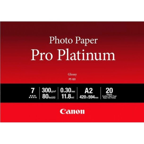 Canon A2 Pro Platinum PT-101 - Hj Glossy - 300 Micron - 420mm x 594mm - 300 g/m&sup2; - 20 ark fotopapir