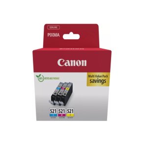 Canon CLI-521C/M/Y Multipack - bl�kpatroner - 9ml - original - Yellow, cyan, magenta