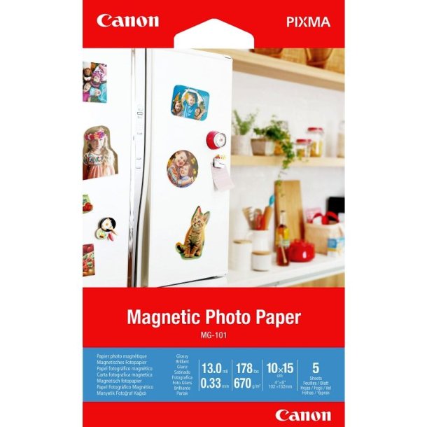 Canon 10x15 - Magnetic Photo Paper MG-101 - Glossy - 670 g/m&sup2; - 5 ark magnetisk fotopapir