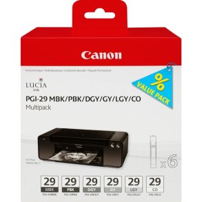 Canon PGI-29 Multipack - bl�kpatron - original - gr�, lysegr�, m�rkegr�, mat sort, foto-sort, Chroma