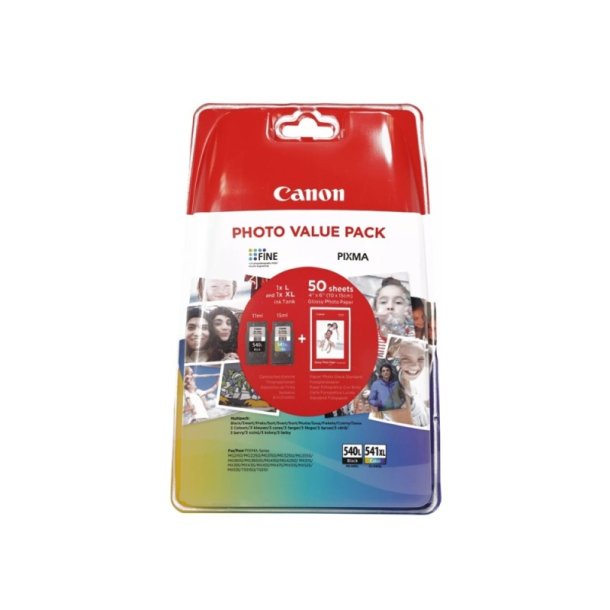 Canon PG-540L/CL-541XL - Foto ValuePack - blkpatron - S/C/M/Y + 50 stk. 10x15cm fotopapir