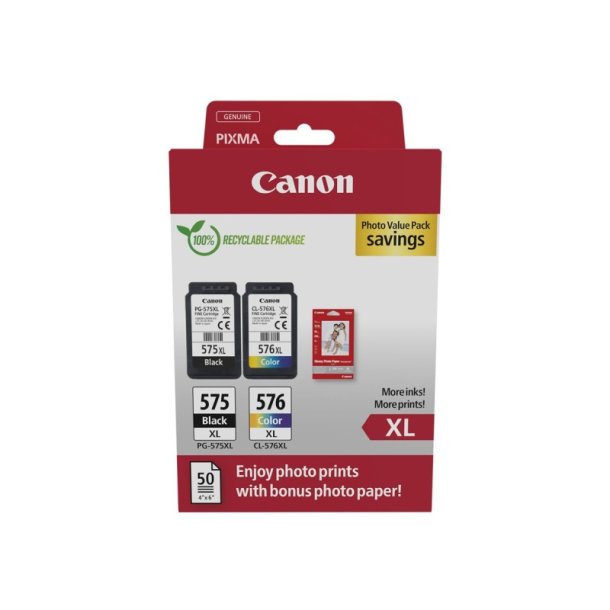 Canon PG-575XL/CL-576XL Foto Paper Value Pack - blkpatron - original - S/C/M/Y + 50 stk. fotopapir