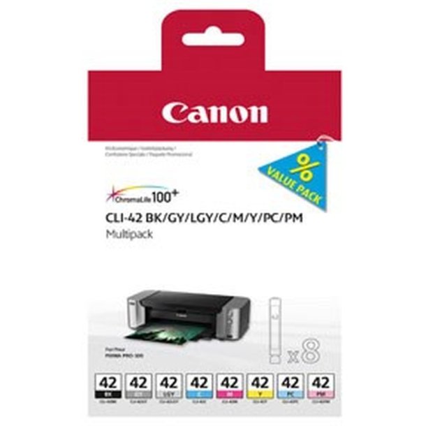 Canon CLI-42BK/C/M/Y/PM/PC/GY/LGY - 13ml - blkpatron - 8 stk.